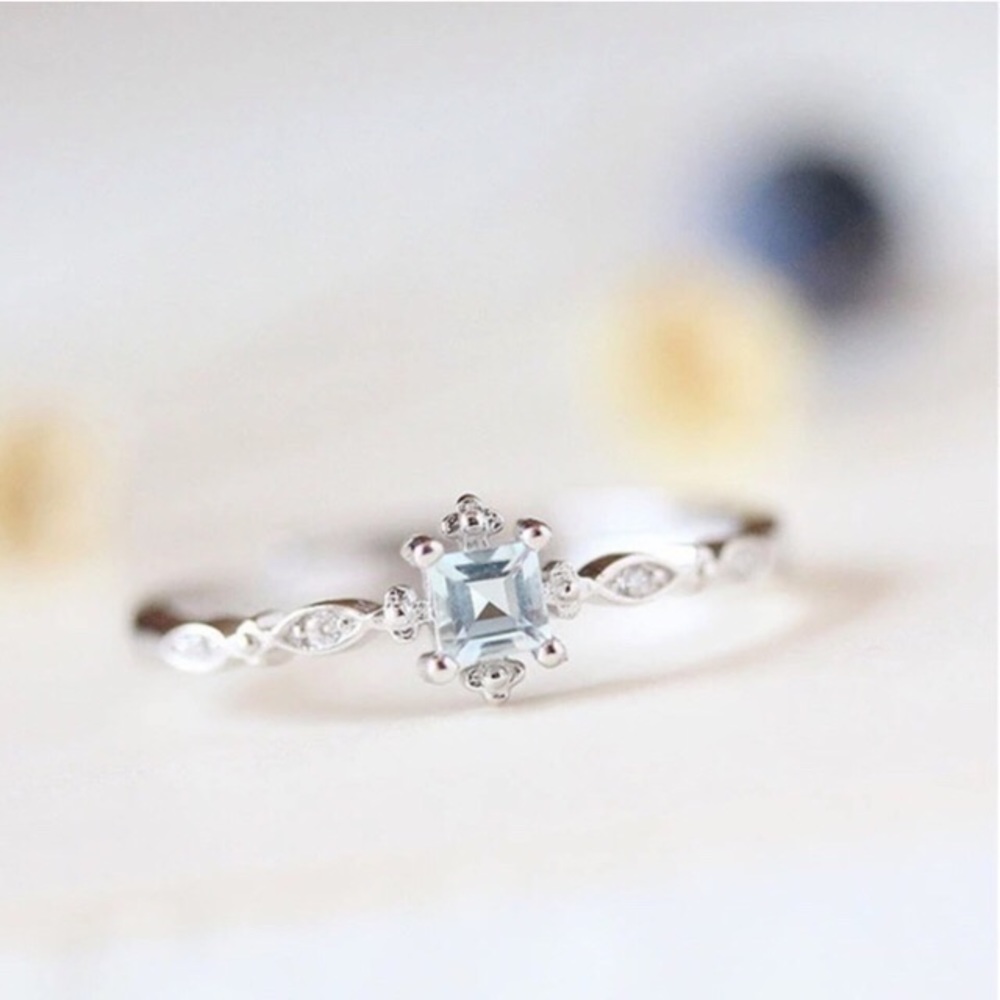 COPY - Sterling Silver & Ocean Blue Crystal Ring